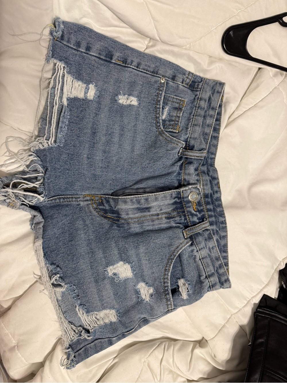 SHEIN Light Blue Distressed Denim Shorts